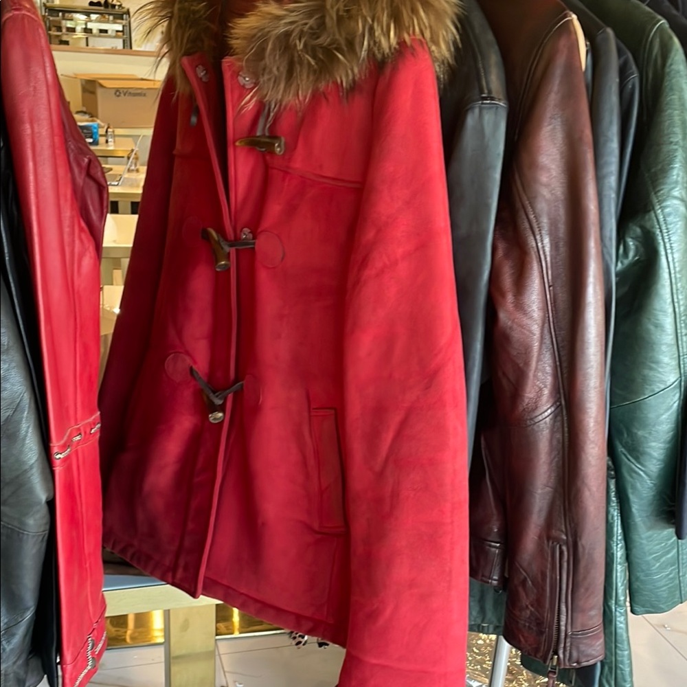 Red Fur-Trimmed Women's Jacket